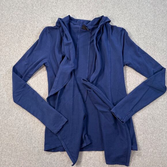 Splits Fifty Nine Open Front Drape Cardigan Top Women's Small Navy Blue Terry - Picture 2 of 10
